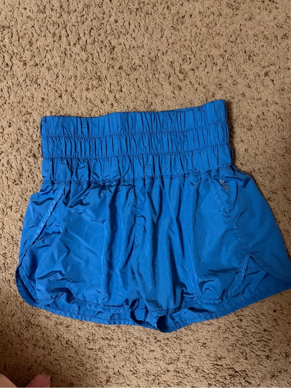 Free People Royal Blue Smocked-Waist Athletic Shorts